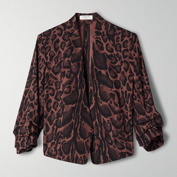 Aritzia Babaton Power Blazer Short in Brown Leopard Print - Size 4 - Picture 1 of 11